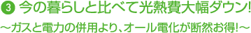 今の暮らしと比べて光熱費大幅ダウン！～ガスと電力の併用により、オール電化が断然お得！～